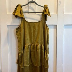 Women’s Olive Tie-Shoulder Sundress